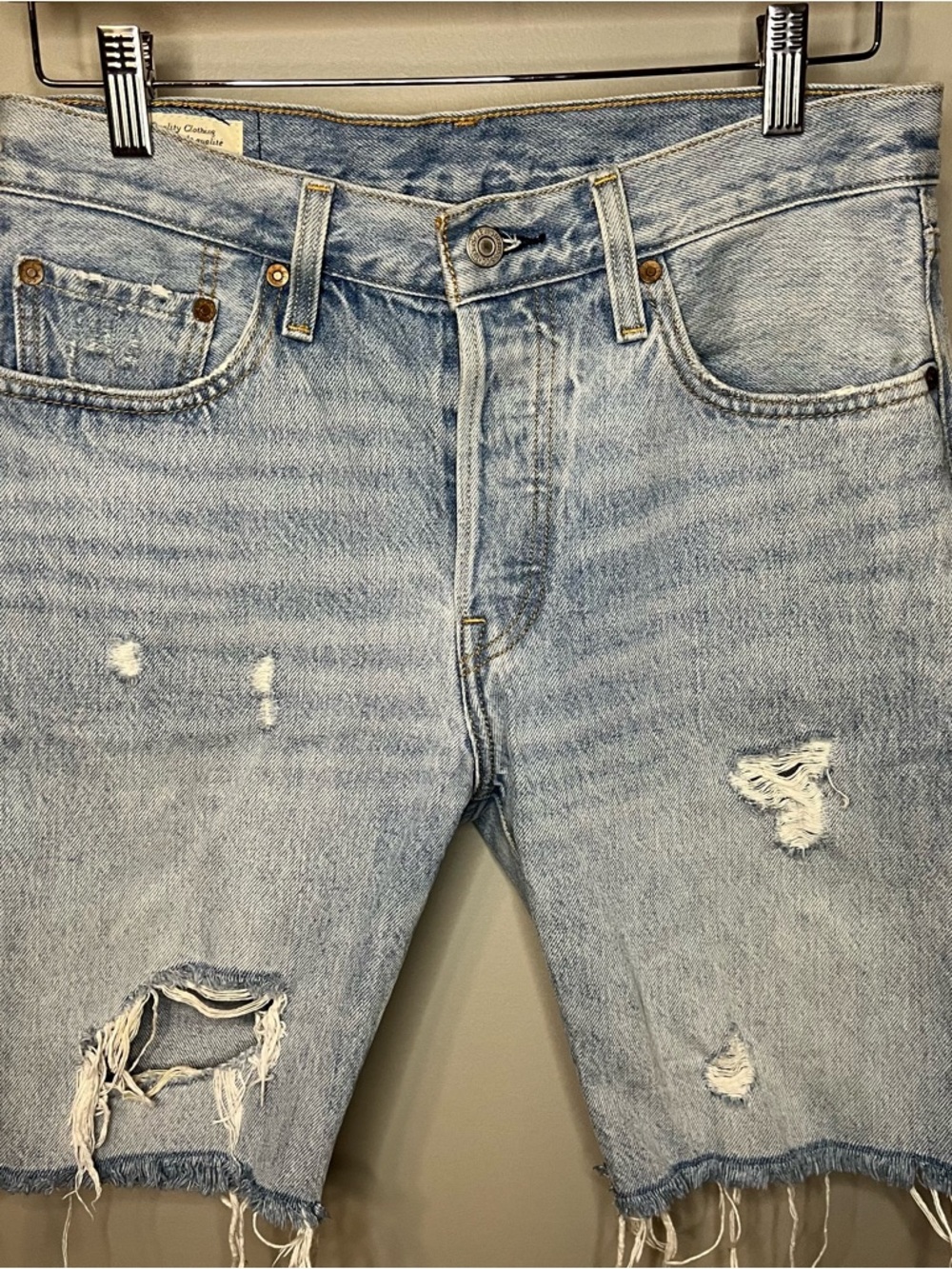 Levi's Light Blue Distressed Denim Shorts
